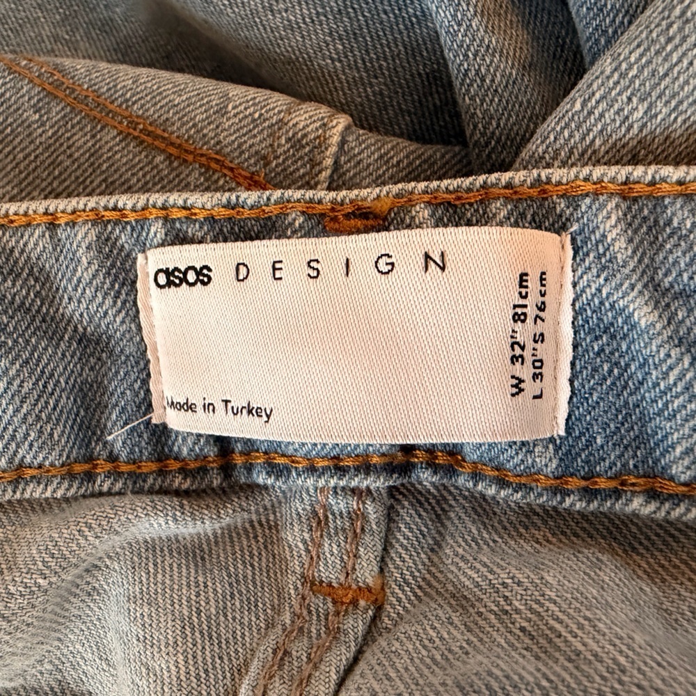 ASOS Light Blue Distressed Knee Midrise Jogger Ankle Denim Jeans Womens 32x30 - Picture 7 of 11